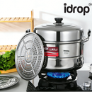 idrop 24cm - 36cm Pengukus Keluli Tahan Karat Besar dan Tebal Untuk Mengukus Ikan, Periuk Kukus Keluli Tahan Karat Kuali Sup Penutup Rebus Stainless Steel Cookimg Soup Pot Steamer With Lid