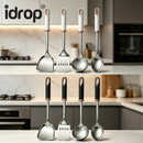 idrop Stainless Steel Cooking Utensil Set Thickened Spatula Soup Spoon Pan- Fry Spatula Rice Spoon Kitchen Tool Set Set Set Peralatan Dapur Keluli Tahan Karat Sudu Bayi Spatula Tebal Senduk Sup Sudu Penapis Sudip Goreng (S)