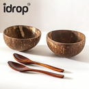 idrop 2 PCS – Natural Coconut Bowl with Spoon Yogurt Bowl Fruit Salad Breakfast Oatmeal Bowl Kitchen Tableware Set Set Mangkuk Kelapa Semula Jadi Dengan Sudu Mangkuk Yogurt Salad Buah Sarapan Oatmeal Peralatan Dapur