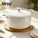 idrop 1 PCS 24CM Enamel Coated Cast Iron Pot Deep Casserole Cookware Double Handle Dutch Oven Household Use Gas Stove & Induction Cooker Periuk Besi Tuang Bersalut Enamel 24CM 1PCS Dalam Dengan Dua Pemegang Sesuai Untuk Dapur Gas & Induksi Kegunaan Rumah