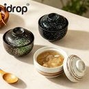 idrop 3 PCS – 300ML Japanese Style Ceramic Mini Stew Pot with Lid Double Layer Steaming Bowl Egg Steamer Soup Bowl Cooking Pot Set Periuk Rebus Mini Seramik Jepun 300ML 3PCS Dengan Penutup Untuk Kukus Dua Tingkat, Kukus Telur, Sup & Masakan Rumah
