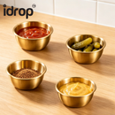 idrop 6CM 304 Stainless Steel Sauce Dish Sauce Cup Gold Condiment Bowl Dipping Sauce Plate Seasoning Kitchen Tableware Set Set Pinggan Sos 6CM Keluli Tahan Karat 304 Cawan Sos Warna Emas Mangkuk Perasa Pinggan Cencah Sos Pinggan Hidangan Dapur Rumah (S)