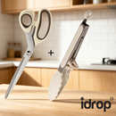 idrop 2 PCS Korean BBQ Scissors Stainless Steel Kitchen Food Shears with Tongs Barbecue Scissors for Steak Vegetables and Food Cut Set Gunting BBQ Korea 2PCS Keluli Tahan Karat Dengan Penyepit Gunting Dapur Untuk Potong Steak Sayur dan Pelbagai Makanan
