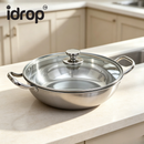 idrop 【26CM - 32CM】Stainless Steel Periuk Sup Keluli Tahan Karat Periuk Steamboat Tebal Sup Cetek Untuk Kegunaan Rumah Sesuai Untuk Dapur Induksi & Gas Soup Pot Thickened Hot Pot Cooking Stock Pot Household Cookware for Induction Cooker & Gas Stove (S)