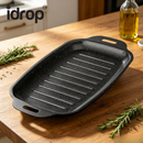 idrop【 S / M / L 】Rectangular BBQ Grill Pan Non Stick Baking Tray Outdoor Barbecue Teppanyaki Fish Grill Pan Kitchen Cookware Dulang BBQ Segi Empat Kuali Panggang Tidak Lekat Untuk Barbeku Luar Teppanyaki dan Ikan Peralatan Dapur Rumah (S)