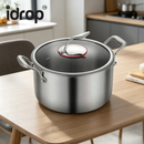 idrop 30CM 316 Stainless Steel Double Handle Soup Pot with Glass Lid Thickened Large Capacity Induction Gas Compatible Periuk Sup 30CM 316 Keluli Tahan Karat Pemegang Dua Dengan Penutup Kaca Periuk Tebal Kapasiti Besar Sesuai Dapur Induksi dan Gas (S)