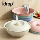 idrop Wheat Straw Soup Pot Set with Lid Thickened Anti Scald Microwave Safe Soup Bowl with Spoon Random Colour Kitchen Tableware Set Set Mangkuk Sup Jerami Gandum Dengan Penutup Tebal Anti Panas Boleh Microwave Dengan Sudu Warna Rawak Peralatan Dapur (S)