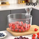 idrop Automatic Fruit Wash & Drain Basket Transparent Snail Design Kitchen Strainer Multi-Function Food Rinse & Drain, Bakul Basuh Buah Automatik Rekaan Siput Lutsinar Penapis Sinki Dapur Penapis & Peniris Makanan Serbaguna Untuk Kegunaan Rumah (S)