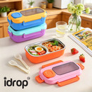 idrop 800ML 304 Stainless Steel Lunch Box with Inner Compartments Microwave Safe Bento Box Food Grade Meal Container with Spoon Bekas Makan 800ML Keluli Tahan Karat 304 Dengan Ruang Dalaman Sesuai Microwave Bekas Bento Gred Makanan Dengan Sudu (S)