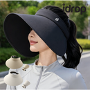 idrop Women Sun Visor Hat UV Protection Wide Brim Sun Hat Open Top Summer Outdoor Cap Face Covering Sunshade Hat Set Set Topi Visor Wanita Perlindungan UV Topi Bertepi Lebar Anti Matahari Topi Terbuka Bahagian Atas Untuk Musim Panas dan Aktiviti Luar (S)