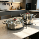 idrop【 24CM–32CM 】304 Stainless Steel Double Handle Hot Pot Thickened Soup Pot High Depth Cooking Pot Induction Gas Kitchen Periuk Steamboat Pemegang Dua 24CM–32CM Periuk Sup Tebal Periuk Dalam Pemegang Dua Sesuai Dapur Induksi Gas Peralatan Dapur (S)