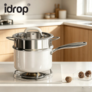 idrop 1 SET 18CM Non Coated Stainless Steel Milk Pot Ceramic Cooking Pot Multipurpose Steaming Pot Instant Noodle Pot Yukihira Saucepan Periuk Susu Keluli Tahan Karat 18CM Tanpa Salutan Periuk Seramik Periuk Kukus Pelbagai Guna Mi Segera Periuk Yukihira