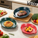 idrop 18CM PP Plastic Bowl / 22.3CM PP Plastic Double Handle Round Plate Fruit Salad Steak Serving Restaurant Home Use Mangkuk Pemegang Dua Plastik PP 18CM Pinggan Bulat Pemegang Dua Plastik PP 22.3CM Salad Buah Hidangan Steak Kegunaan Rumah Restoran (S)