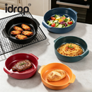 idrop 18CM PP Plastic Bowl / 22.3CM PP Plastic Double Handle Round Plate Fruit Salad Steak Serving Restaurant Home Use Mangkuk Pemegang Dua Plastik PP 18CM Pinggan Bulat Pemegang Dua Plastik PP 22.3CM Salad Buah Hidangan Steak Kegunaan Rumah Restoran (S)
