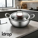 idrop 24CM Deep Belly Single Handle Soup Pot 24CM Double Handle Soup Pot Non Coated Titanium Non Stick Flat Bottom Induction Wok Periuk Sup Perut Dalam 24CM Pemegang Tunggal dan Pemegang Dua Kuali Titanium Tidak Lekat Tanpa Salutan Tapak Rata Sesuai (S)
