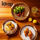 idrop 3 PCS – Rattan Fruit Basket Set Snack Tray Bread Basket Living Room Display Tray Small Medium Large with 150 Oil Proof Paper Bakul Buah Rotan Dulang Snek Bakul Roti Bakul Kukus Dulang Hiasan Ruang Tamu Kecil Sederhana Besar Dengan 150 Kertas Minyak