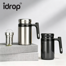 idrop 550ML – Portable Office Vacuum Insulated Cup with Handle 316 Stainless Steel Premium Infuser Tea Separation Bottle Thermos Office Tumbler Cawan Termos Pejabat Mudah Alih Pemegang Keluli Tahan Karat 316 Premium Pemisah Teh dan Air Cawan Vakum (S)