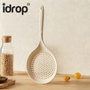 idrop 1 PCS - Silicone Slotted Spoon Heat Resistant Non-Stick Long Handle Kitchen Ladle for Noodles Dumplings and Wontons Large Drain Holes, Sudu Penapis Silikon Tahan Haba Tidak Melekat Pemegang Panjang Untuk Mee dan Wantan Lubang Penapisan Besar