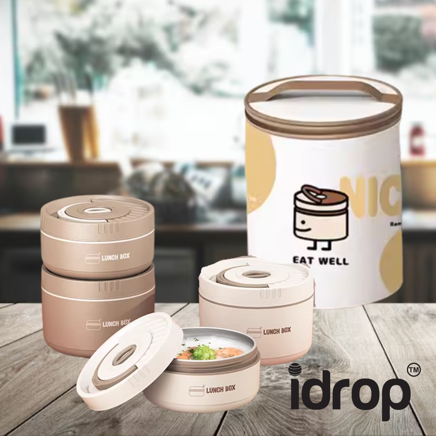 idrop 【400ML + 600ML 】304 Stainless Steel Bekas Bento Makanan , Bekas