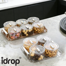 idrop 4 Grid -6 Grid Bekas Buah Kering, Candy Serving Tray Dried Fruit Snack Box , Luxury Snack Tray With Lid Container Set (S)