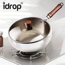 idrop [ 24CM / 26CM / 28CM ] Titanium Non Stick Wok Deep Fry Pan Flat Bottom Cooking Pan Induction Gas Stove Compatible Kuali Titanium Seramik Tidak Melekat Perut Besar Kuali Goreng Dasar Rata Sesuai Dapur Induksi dan Dapur (P)