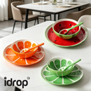 idrop【Ceramic Set】5 INCH Ceramic Fruit Bowl 8 INCH Ceramic Fruit Plate with Ceramic Spoon Cute Cartoon Tableware Set Set Mangkuk Buah Seramik 5 INCH Pinggan Buah Seramik 8 INCH Dengan Sudu Seramik Rekaan Kartun Kreatif Peralatan Makan Rumah (S)