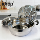idrop 36CM Stainless Steel Steamer Wok Double Handle Cooking Pot Steam Fry Compatible Kitchen Cookware Periuk Kukus Keluli Tahan Karat Kuali Kukus Dua Pemegang Periuk Kukus dan Goreng Dapur Induksi dan Dapur Gas Peralatan Dapur Rumah (S)