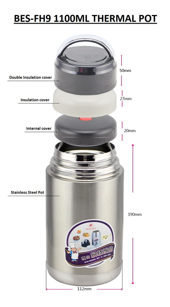 Stainless Steel Vacuum Insulation Barrels Boxes Portable Lunch Box Soup Bucket