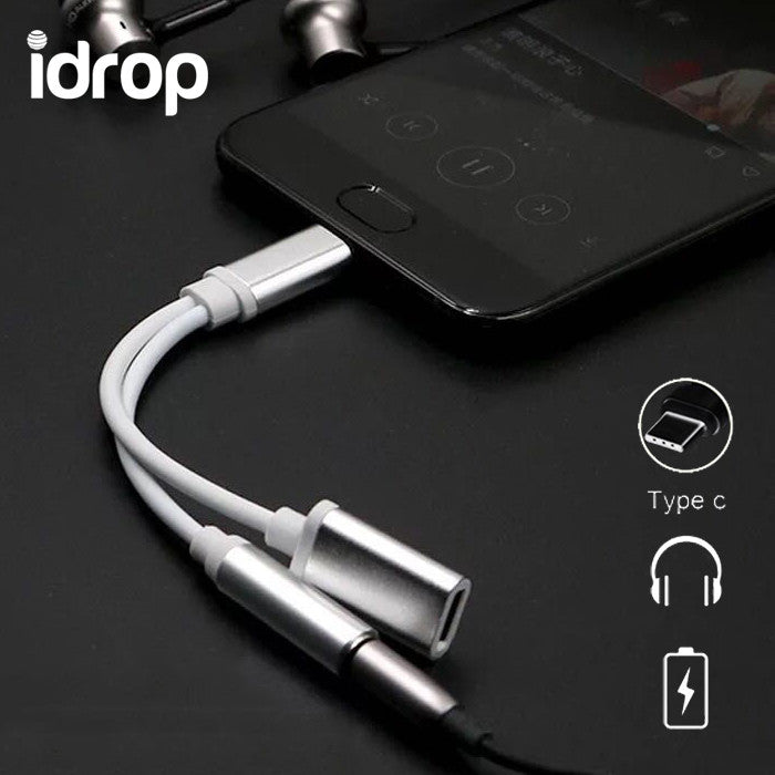 idrop 2 in 1 USB Type C to 3.5mm Microphone Headphone Adapter Audio Charging Cable Type C