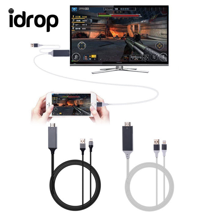 idrop HDMI AV Adapter Video Cable Cord for Apple iPad iPhone X 8 7 6 Plus 5s 6S to TV