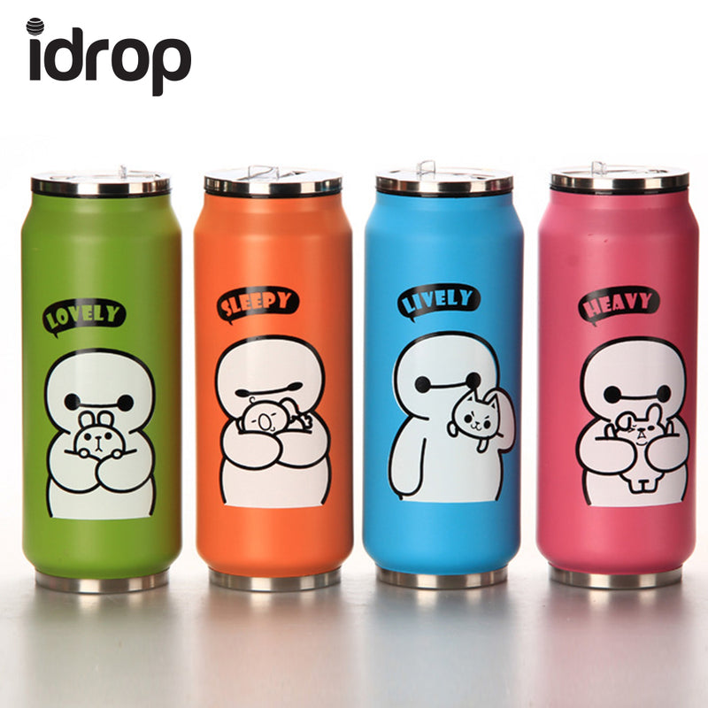 idrop Stainless Steel Portable Cans Cartoon Vacuum Cups 500ml [Send by randomly color]