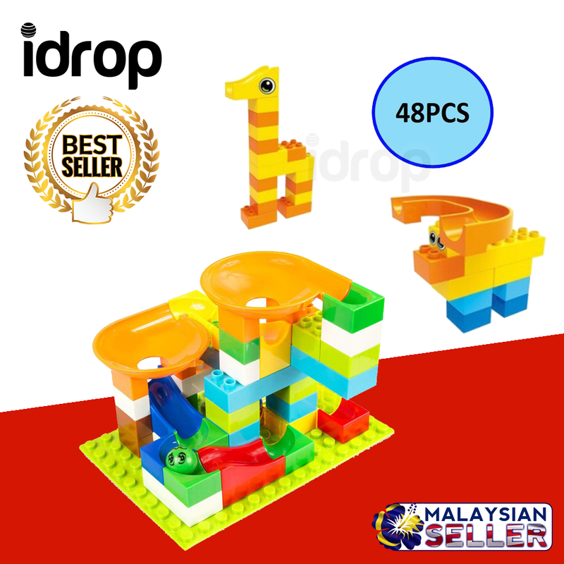 idrop High Quality Colorful Marble Run Building Blocks Construction Puzzle Race Track Set Toys for Kids Children