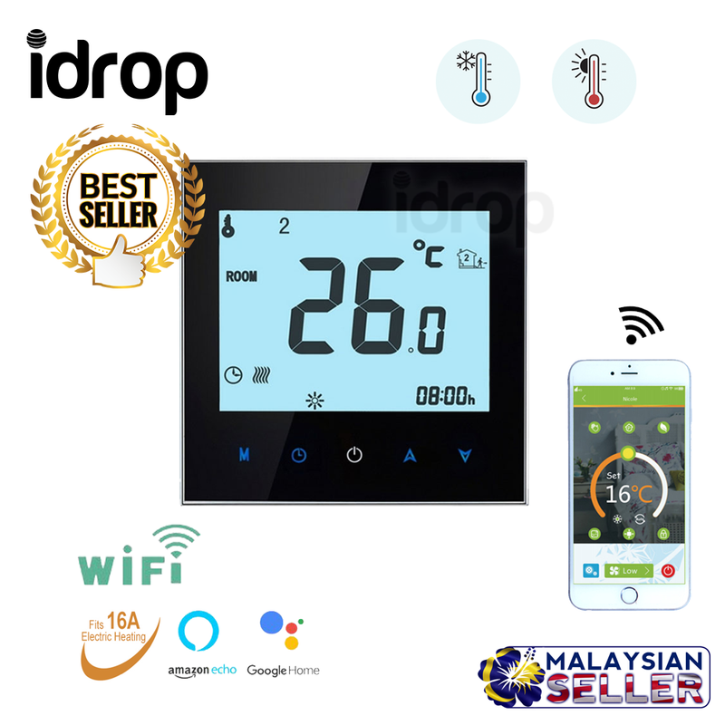 idrop iOS Android Phone Control Digital LCD Display Heating System for Electric Floor