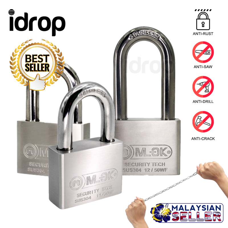 idrop High Quality Stainless Steel Security Pad Lock for Warehouse Home Door