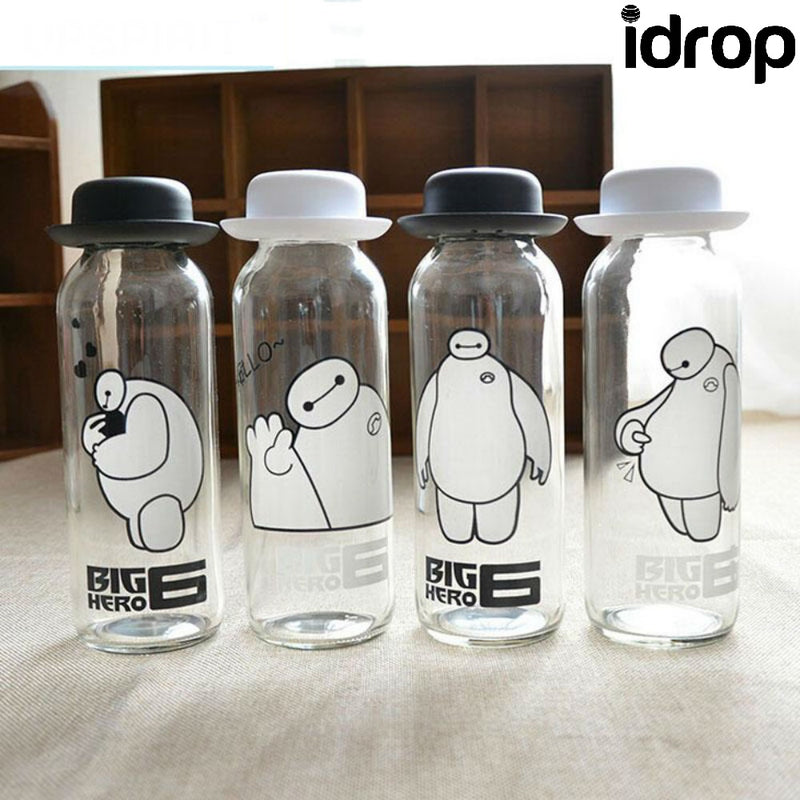 Idrop 400ML Cute Cartoon Glass Water Bottle [Send By Randomly design]