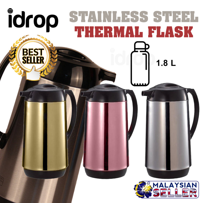idrop 1.8L Portable Outdoor Stainless Steel Drinking Thermos Flask Water Jug