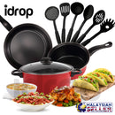 idrop [ 10pcs ] COOKWARE SET - Kitchen Cookingware Pot Pan and Utensils / Set Kuali dan Periuk Memasak / 厨房炊具锅具和餐具