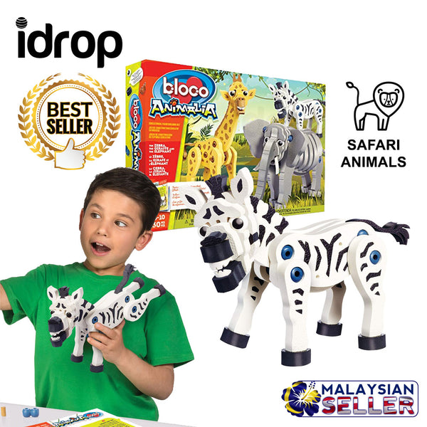 idrop Zebra Wild Safari Animals Foam EVA Building Block Toy Set For Kids And Children