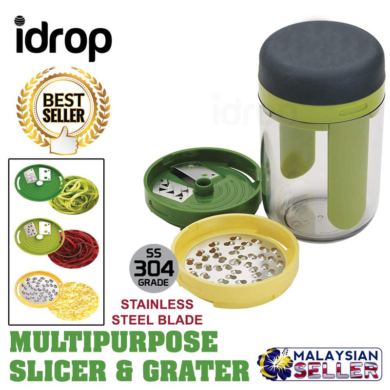 idrop 3 in 1 Multipurpose Handheld Spiralizer Food Slicer Grater