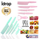 idrop 1 Set 5 Pcs Wheat Straw Stainless Steel Knife Set with Peeler