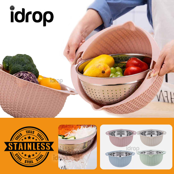 idrop 2 in 1 Kitchen Tilting Strainer Draining & Washing Basket