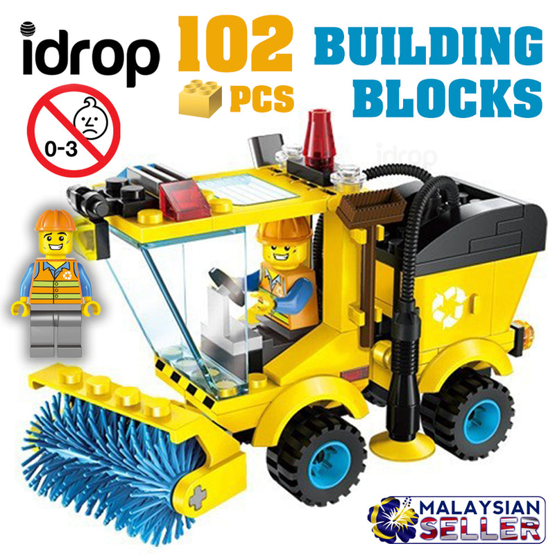 idrop ENLIGHTEN - 102 Pcs Cleaning Trolley Street Sweeper Building Block Brick Compatible with Lego [ 1101