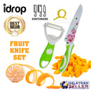 idrop 1 Set 3 Pcs Ceramic Fruit Knife Peeler and Orange Opener