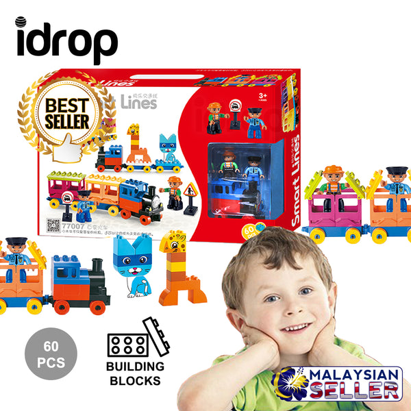 idrop 60 Pcs Smart Lines Train Truck Brick Colorful Creative Building Block Toy Set For Kids Children