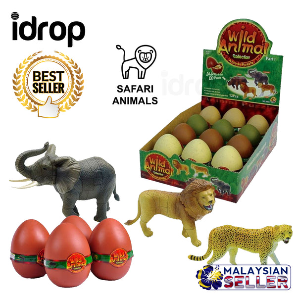 idrop Assembling 3D Puzzle Educational Egg Toy Set Wild Safari Animals For Kids Children (1 EGG)