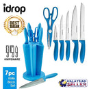 idrop 1 Set 7 Pcs Stainless Steel Knife Set with 6 Slot Knife Block Holder