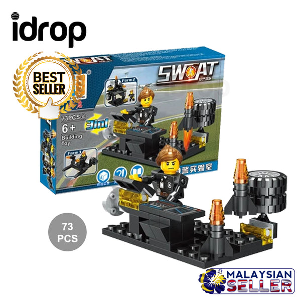 idrop 73 Pcs Colorful Swat Policeman Operation Base Creative Building Block Toy Set For Kids Children