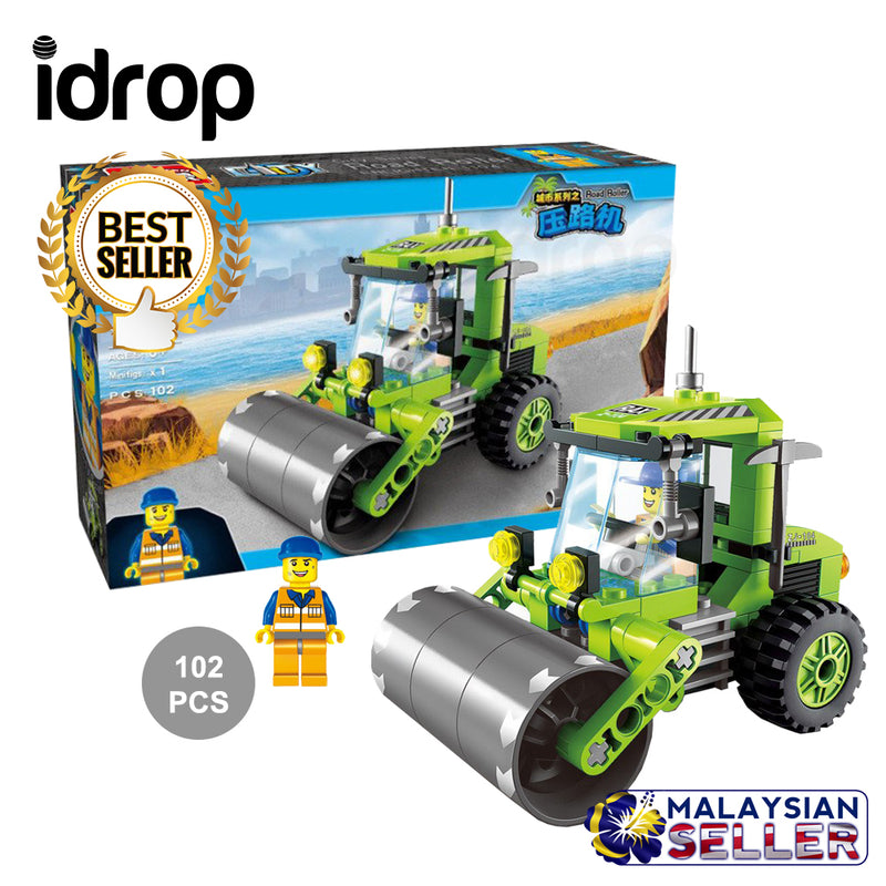 idrop 102 Pcs City Road Builder Repair Green Creative Building Block Toy Set For Kids Children