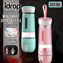 idrop 500ml 2 IN 1 Outdoor Smart Water Bottle With 2 Design LED Light & Humidifier Function for Jogging Hiking Camping Teen Kids Men Women Gym Wellness