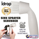 idrop Fruit Vegetable Cleaning Brush Snap-On Sink Sprayer Scrubber Attachment